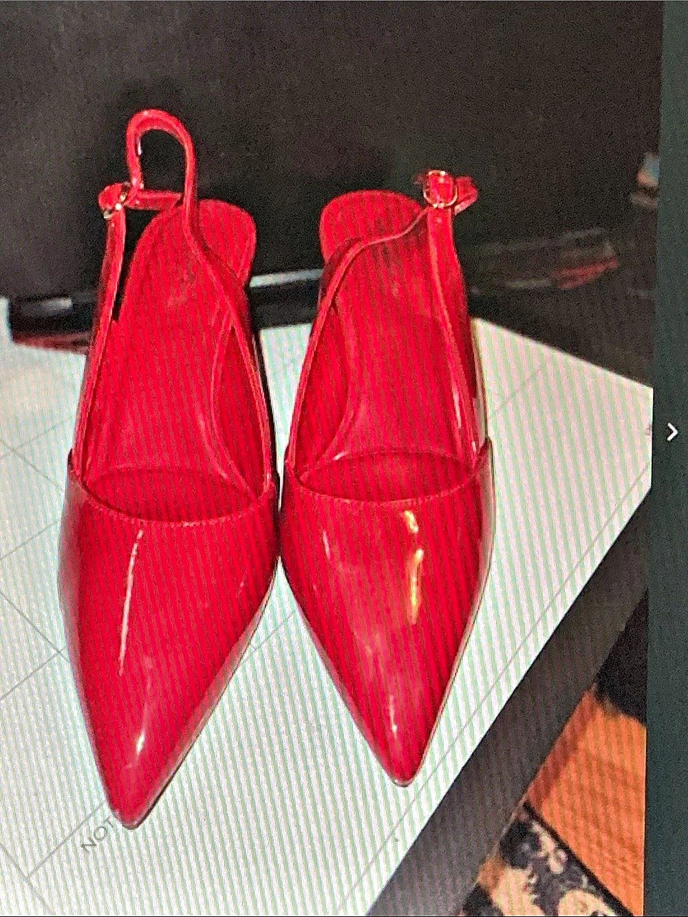 Red Pointed-Toe Slingback Heels Like New